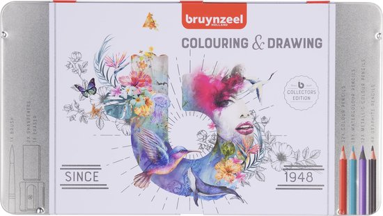 Bruynzeel kleurblik 70-delig - kleur/metallic/aquarel potloden en accessoires