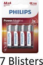 28 Stuks (7 Blisters a 4 st) Philips Power Alkaline AA Batterijen