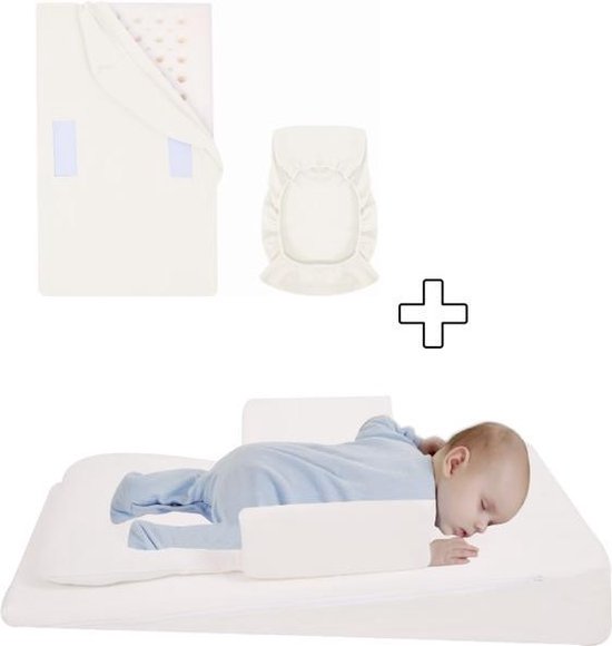 Baby anti reflux matras & Hoeslaken - Combinatie - Wit - Reflux kussen |  bol.com