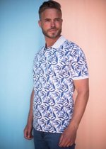 GCM heren poloshirt grijs/blauw blad - maat L