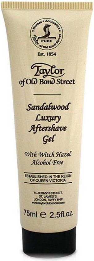 Taylor of Old Bond Street Sandalwood Luxury Aftershave Gel, alcoholvrij, 75ml.