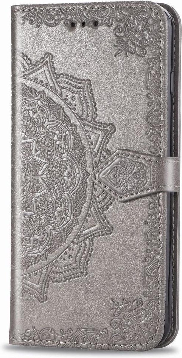 Bloem grijs book case hoesje Motorola Moto G8 Power