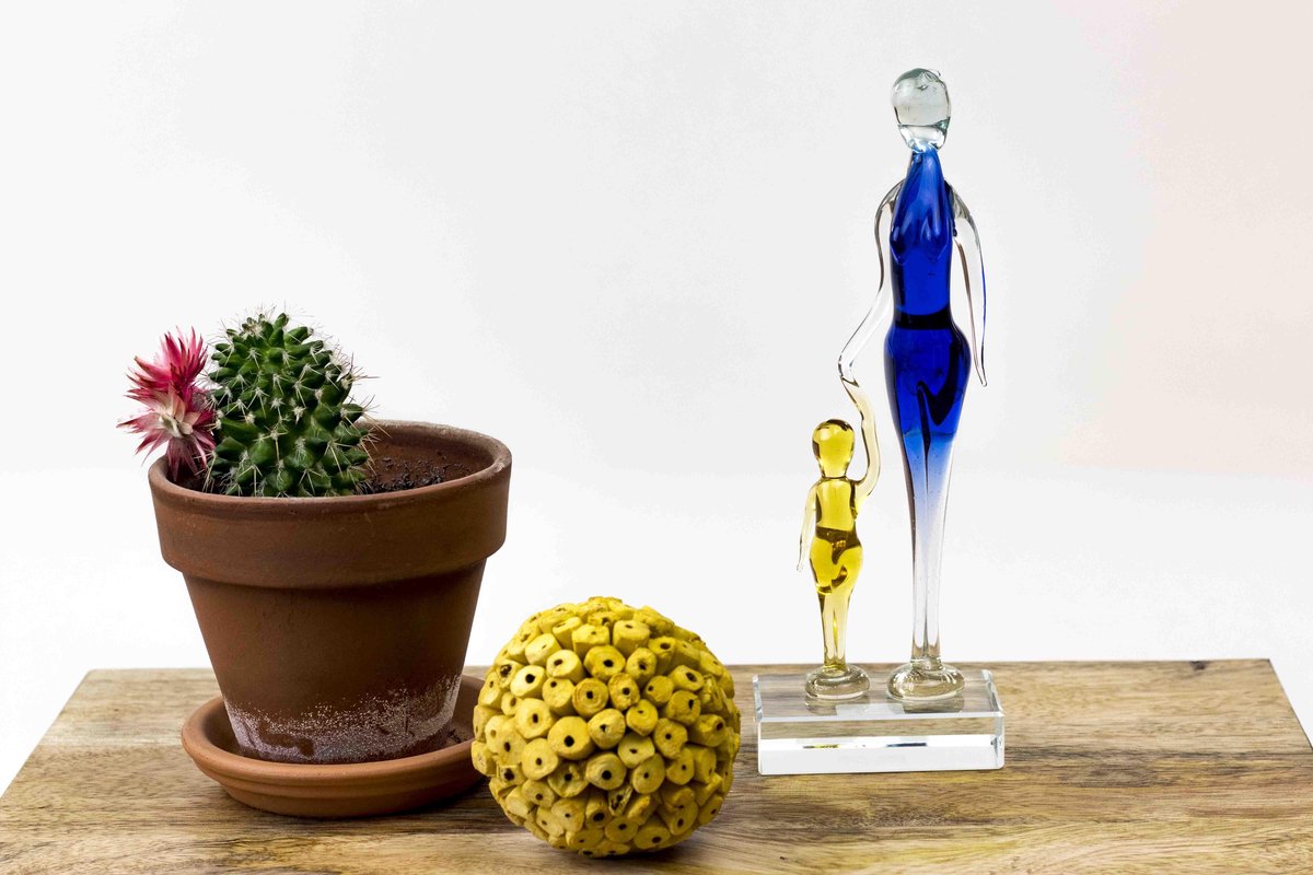 Glas Sculptuur 'Moeder met 1 Kind' - Zwangerschap cadeau - Beeldje - Beeldjes - Beeldje liefde - Huwelijkscadeau - Moeder cadeau - Mama - Beeldje moeder en kind