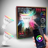 B.K.Licht - Slimme Lichtbron - RGB en CCT - set van 2 - smart lamp - met GU10 - 5.5W LED - WiFi - App - 2.700K to 6.500K - 350 Lm - voice control - color lampjes  - LED lamp