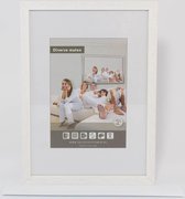 Vlakke Houten Wissellijst - Fotolijst - 20x28 cm - Helder Glas - Wit - 15 mm
