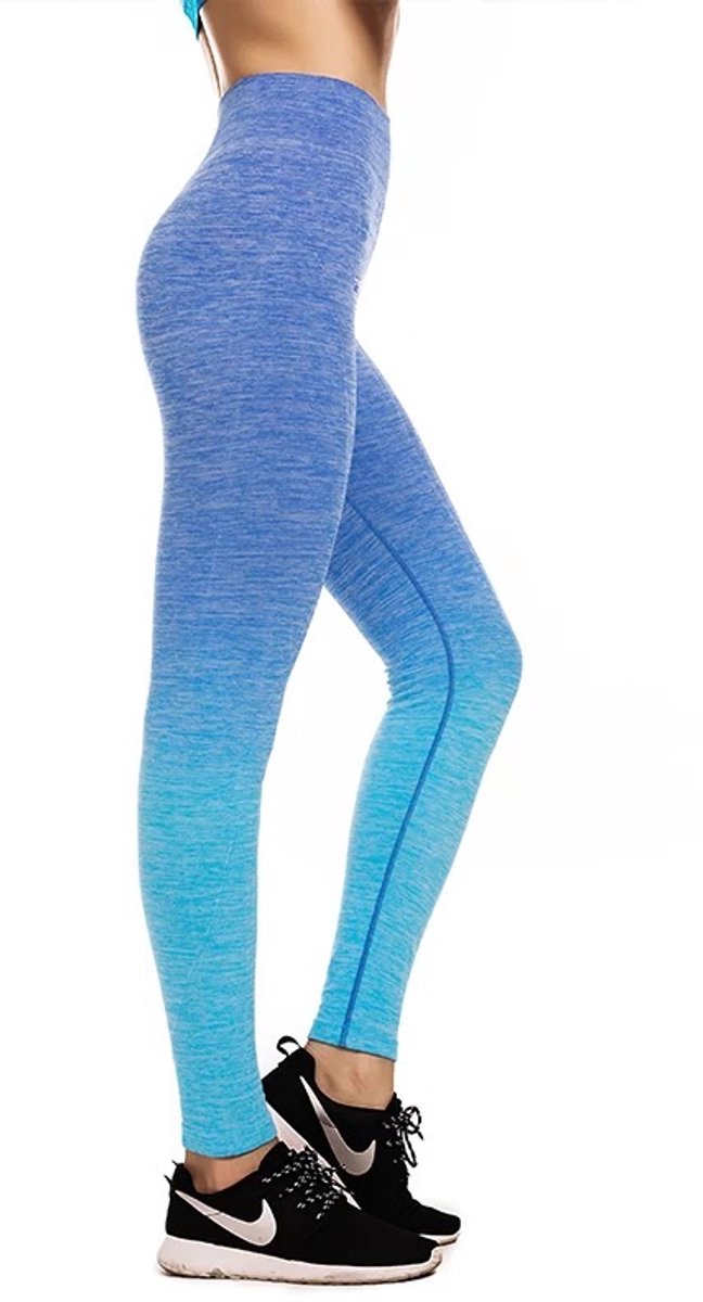 Fitness/Yoga legging - Fitness legging - LOUZIR sport legging Stretch - squat proof - OMBRE blauw Maat M van LOUZIR — afbeelding 2