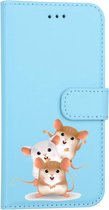Apple Iphone 7 / 8 / SE2020 Bookcase hoesje lichtblauw 3 hamsters