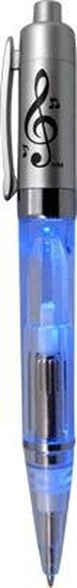 Pen met zaklampje met vioolsleutel, zilver/zwart