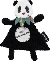Les Deglingos Knuffeldoekje Panda Zwart/wit 27 Cm
