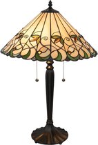 LumiLamp Tiffany Tafellamp 5LL-5206 Ø 43*62 cm / E27 / Max. 2x60 Watt - Meerkleurig Glas in lood Tiffany Bureaulamp Tiffany Lampen