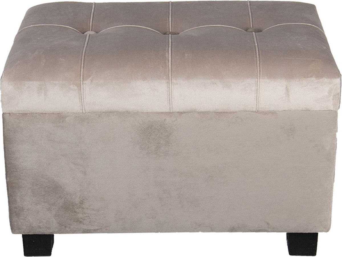 Clayre & Eef Poef 50x34x33 cm Beige Hout