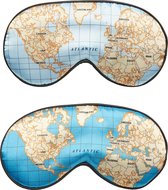 Kikkerland Slaapmasker - Wereldkaart design - Te gebruiken voor onderweg in het vliegtuig of auto - 20,6x10x0,6cm