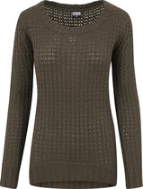 Dames trui Ladies Long Wideneck Sweater olive