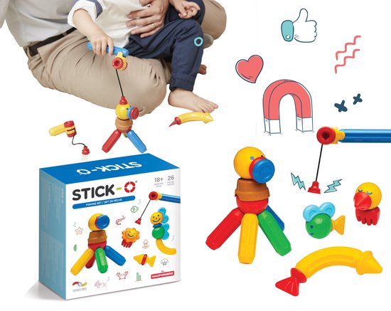 Stick-O Fishing Set - magnetisch speelgoed - speelgoed 1 jaar - peuter speelgoed jongens en meisjes - baby speelgoed - speelgoed jongens 2 jaar