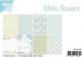 Joy! Crafts Papierset  - White Flowers A4 - 12 vel-3x4 designs dubbelzijdig-200 gr