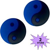 Fako Bijoux® - Tennisdemper - Yin Yang - Zwart/Blauw - 2 Stuks