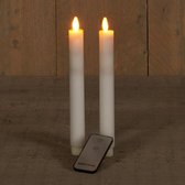 2x Witte LED kaarsen/dinerkaarsen op afstandsbediening 23 cm - LED kaarsen op batterijen
