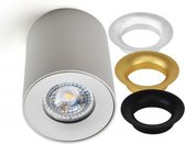 WIT LED opbouwspot rond | Ø 80 / 100mm | Geschikt voor GU10 lampen | Inclusief 3 kleuren binnenringen | Uniek design | Incl. bevestingsmateriaal | Patthar design verlichting