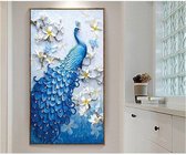 Diamond Painting Pauw – Inclusief Benodigdheden – Ronde Steentjes – 40 x 62 cm – Blauw