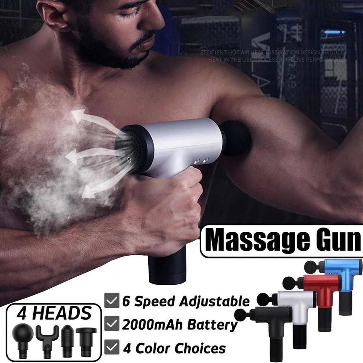 Afbeelding 3 van Q-time - Massage Gun - Professionele Sport Massage - Rug Massage - Nek Massage - Massage Apparaat - Spier Massage - Stress Massage - Triggerpoint - Spierherstel & Spierontspanning - Blauw
