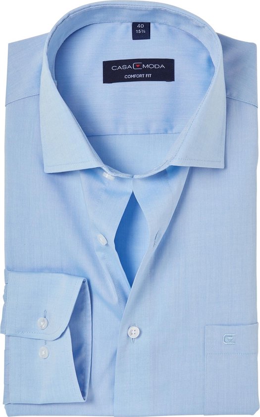 CASA MODA comfort fit overhemd - mouwlengte 7 - lichtblauw - Strijkvrij - Boordmaat: