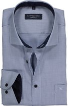 CASA MODA comfort fit overhemd - blauw met wit structuur mini dessin (contrast) - Strijkvrij - Boordmaat: 42