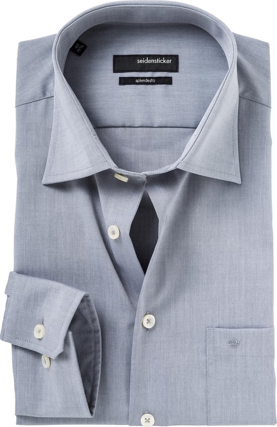 Seidensticker regular fit overhemd - grijs - Strijkvrij - Boordmaat: 44