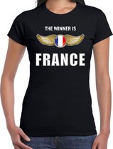 The winner is France / Frankrijk t-shirt zwart voor dames L