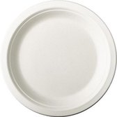 36x Witte suikerriet gebaksbordjes 18 cm biologisch afbreekbaar - Ronde wegwerp bordjes - Pure tableware - Duurzame materialen - Milieuvriendelijke wegwerpservies borden - Ecologisch verantwoord