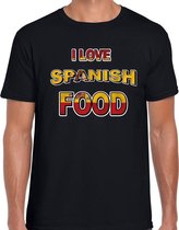 I love Spanish food t-shirt zwart met kleuren Spaanse vlag voor heren - Spaans eten t-shirts XXL
