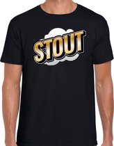 Stout fun tekst t-shirt voor heren zwart in 3D effect XL