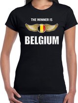 The winner is Belgium / Belgie t-shirt zwart voor dames - landen supporter shirt / kleding - Songfestival / EK / WK S