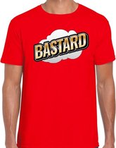 Bastard fun tekst t-shirt voor heren rood in 3D effect S