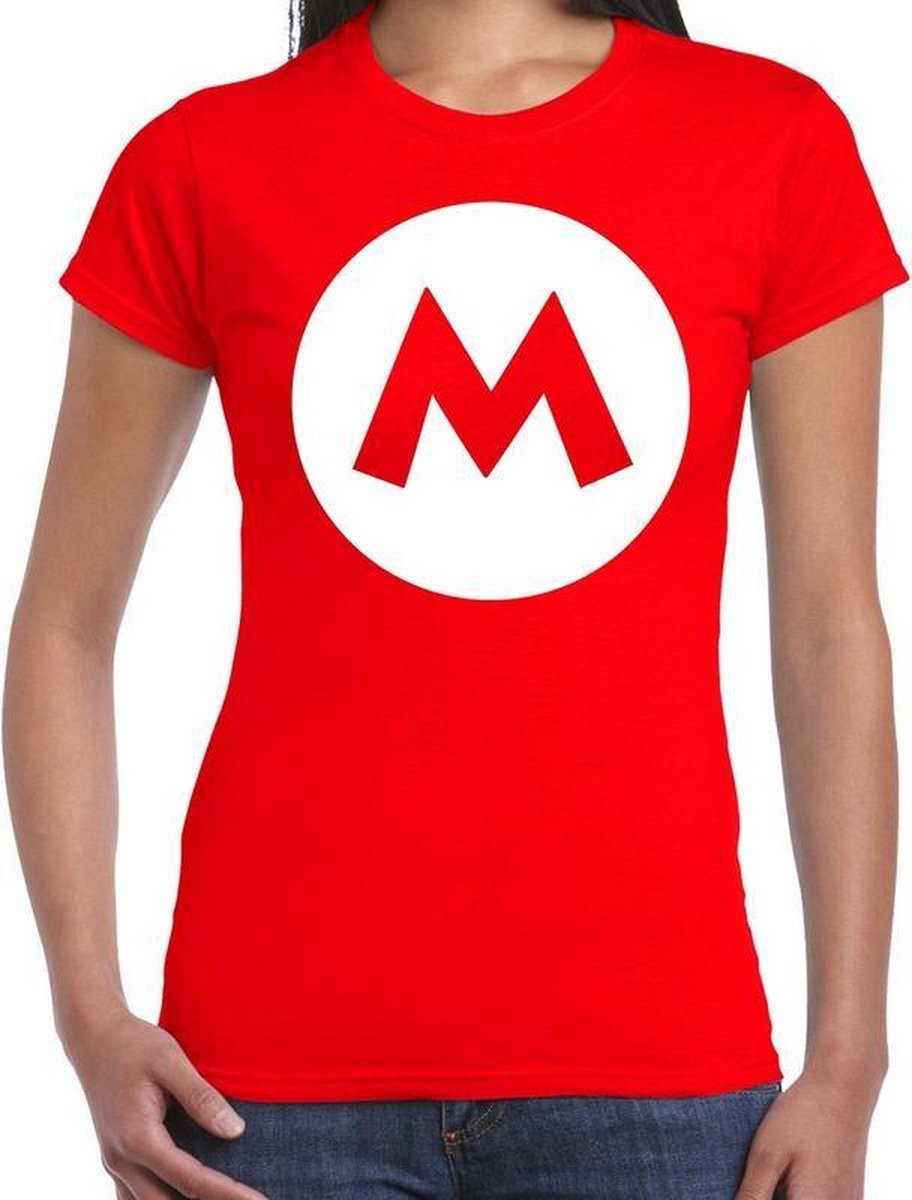 Mario loodgieter verkleed t-shirt rood voor dames - carnaval / feest shirt kleding / kostuum M - Bellatio Decorations