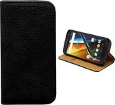 Bookcase PU Lederlook voor Motorola Moto G4 Zwart