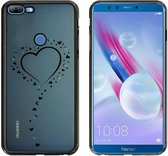 Backcover Clear Bumperlook voor Huawei Honor 9 Lite Hart Zwart