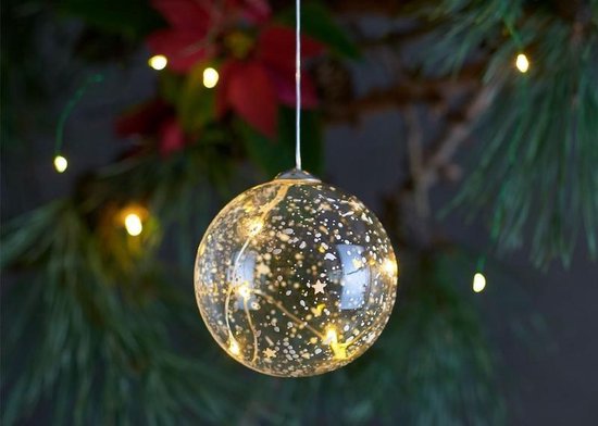 alias Beweegt niet duif Sirius - Glazen Kerstbal Romantic met LED lampjes - Ø 10 cm | bol.com
