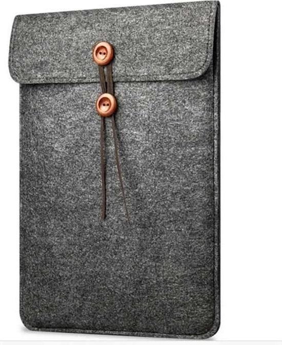 Laptop Sleeve 13 Inch Laptophoes Macbook Hoes Vilt Met Knoop