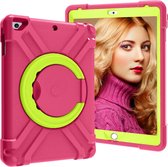 iPad 9.7 (2017/2018) hoes - Rotating Heavy Duty Stand Case - Magenta/Geel