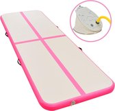 Gymnastiekmat met pomp opblaasbaar 800x100x10 cm PVC roze