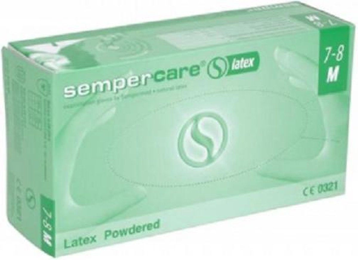 Sempercare Latex Handschoenen gepoederd 100 stuks Maat Anti Bacterieel |  bol.com