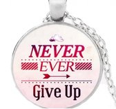 Ketting- Never Give up- Zilverkleur- Cabochon