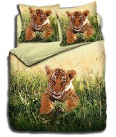 100% katoen dekbedovertrekset 140x200 cm + 1 sloop 65x65 cm BABY TIGER (met flessenhals instopstrook)