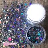 GetGlitterBaby Chunky Festival Glitters voor Lichaam en Gezicht / Face Body Glitter - Donker Zilver - en Glitter HuidLijm