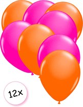 Ballonnen Neon Oranje & Neon Roze 12 stuks 25 cm