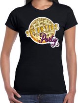 Disco seventies party feest t-shirt zwart voor dames - 70s party/disco/feest shirts XL