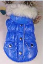 Jas gevoerd met muts en drukkers in de kleur blauw
