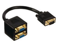 CC-VGAX2-20CM - 0.2 m - VGA (D-Sub) - 2 x VGA (D-Sub) - Female - Male - Black