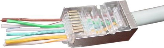 RJ45 krimp connectoren (STP) met doorsteekmontage voor CAT6 netwerkkabel (vast/flexibel) - 50 stuks