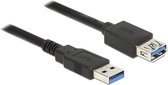 USB naar USB verlengkabel - USB3.0 - tot 2A / zwart - 1 meter